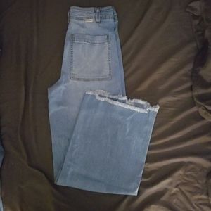 Billabong Free Fall Wide Leg Fray Hem Pants in Indigo Light Wash in 27